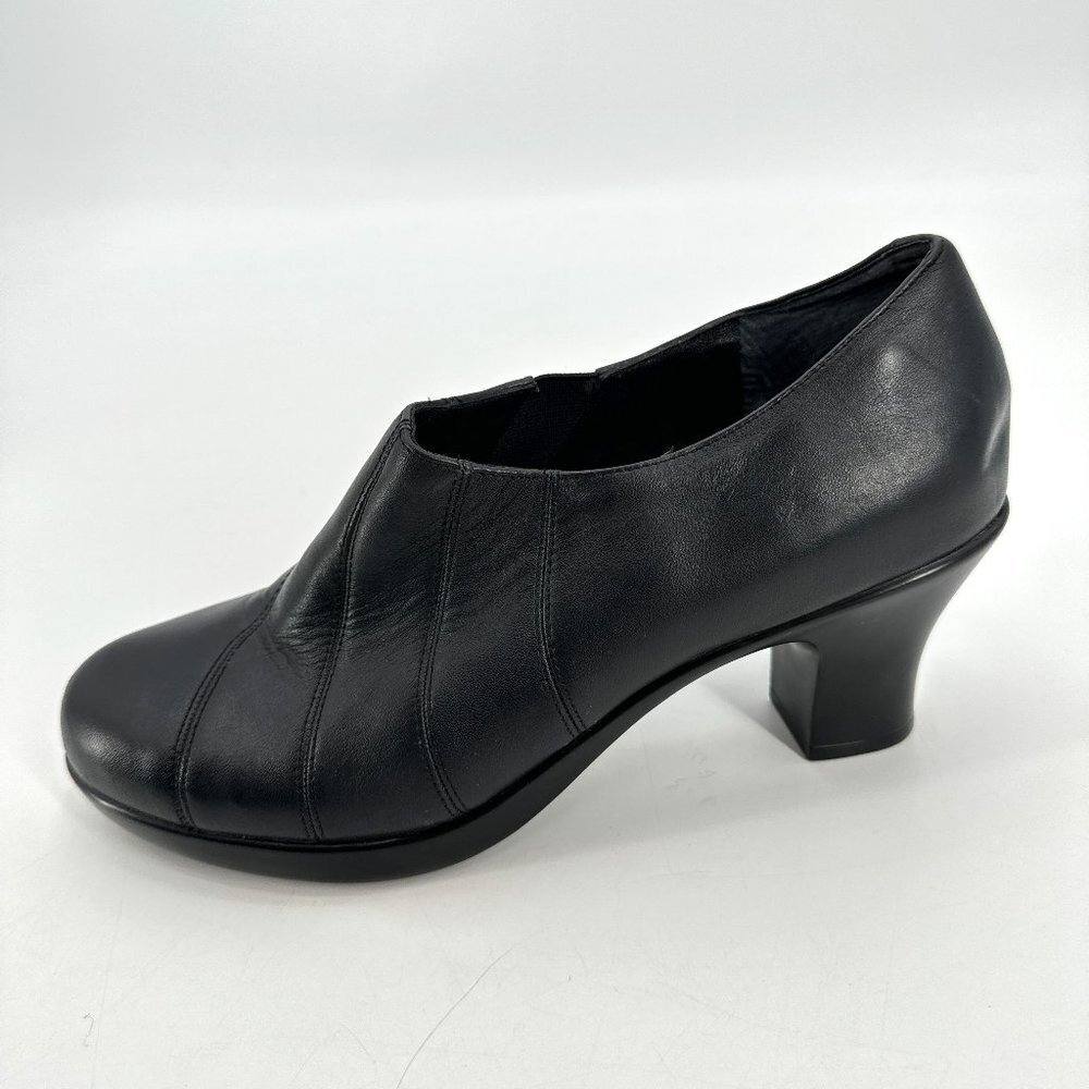 Dansko Black Leather Low Heel Ankle Booties